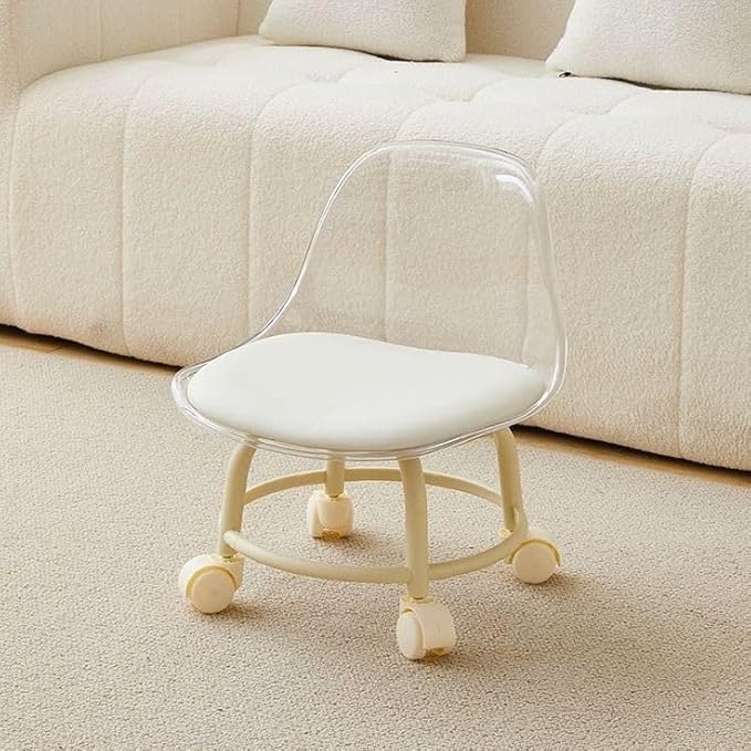 Acrylic 360° Rotatable Transparent Chair Waterproof PU Leather for Home Office Garage Seat Durable Swivel Chair Step Stool