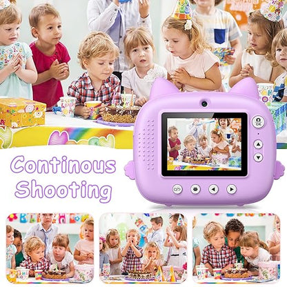 Kids Camera Instant Print,2.5K Digital Video Instant Print Camera for Kids, Selfie Toddler Cameras with No Ink Print Paper