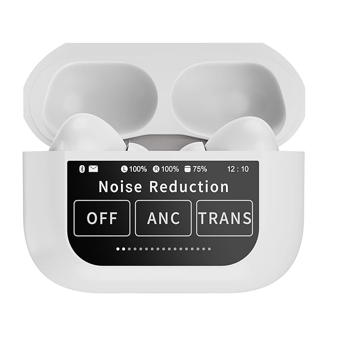 TWS With Screen, ANC (32Db), Smart Touch Display True Wireless Buds, Type-C Fast Charging, Bv5.4, Find My in Ear Earbuds, 4 Mics Enc for Clear Calling, Transparency Mode, Eq Mode