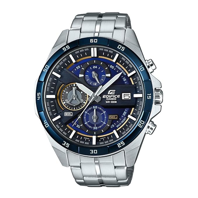 Casio Edifice EFR-556DB-2AVUDF Blue Analog Dial Silver Stainless Steel Band Men's Watch Chronograph 100M Water Resistant EX362