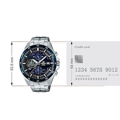 Casio Edifice EFR-556DB-2AVUDF Blue Analog Dial Silver Stainless Steel Band Men's Watch Chronograph 100M Water Resistant EX362