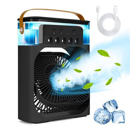 Portable Air Conditioner Fan, Mini Evaporative Air Cooler with 7 Colors LED Light, 1/2/3 H Timer, 3 Wind Speeds and 3 Spray Modes for Your Desk, Nightstand, or CoffeeTable