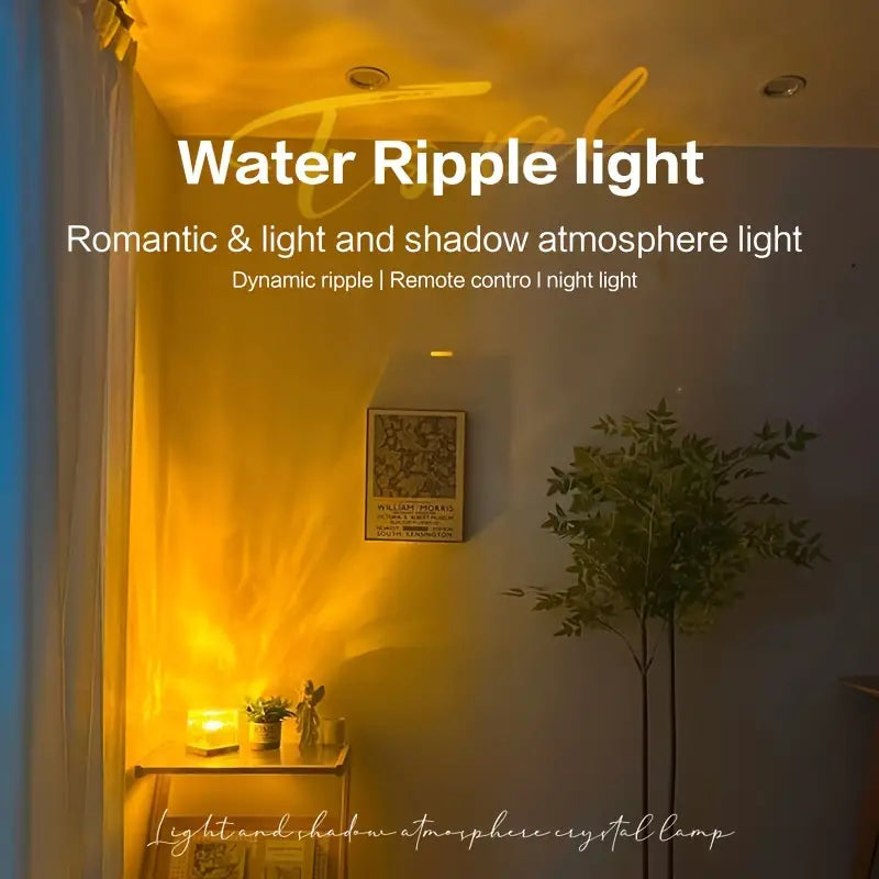 Dynamic Water Ripple Night Light - LED Projector Lamp for Bedroom and Gaming Room Decor