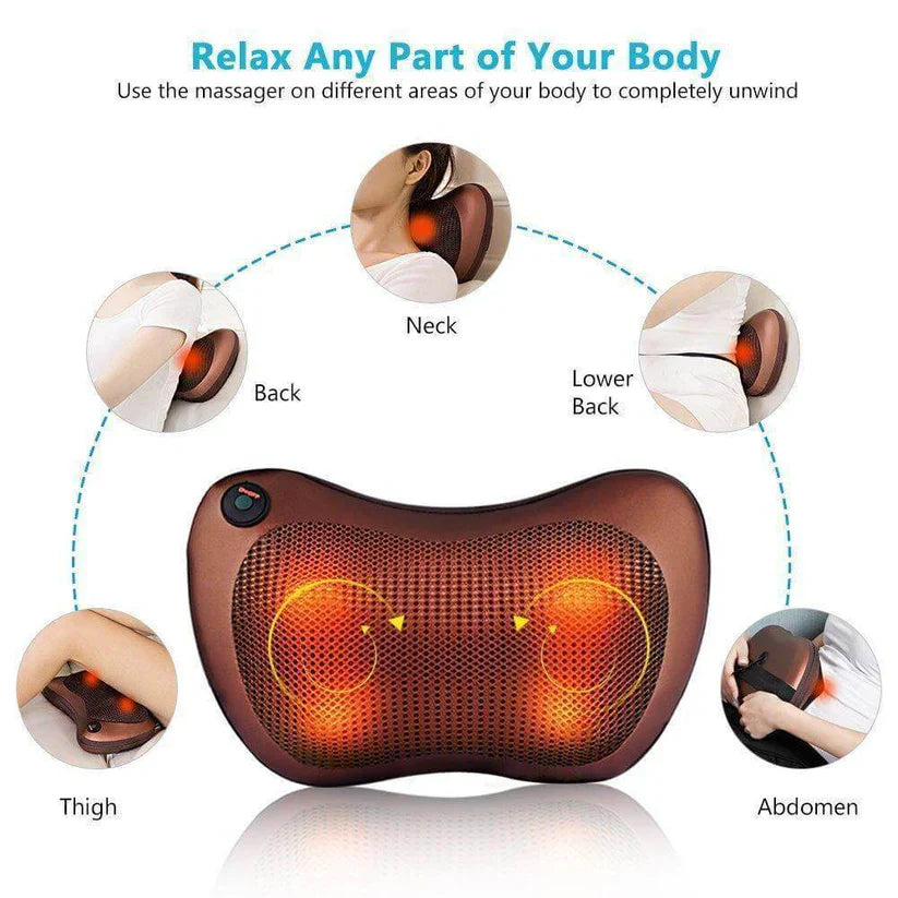 Back Massager with Heat, Back and Neck Massager with Deep Tissue Kneading Electric Neck Massage Pillow for Back Neck Shoulders Legs Foot Muscle Pain Relief for Home Car Office